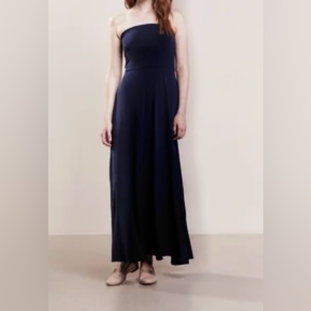 Strapless Polo Ralph Lauren Knit Elastic Maxi Dress M Black